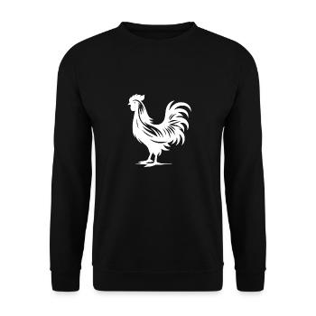 Putziger Hahn Rassehahn großem Gefieder - Unisex Pullover - Schwarz - Vorne - Alina (178cm) & Michal (187cm)