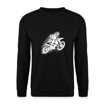 Motorsport springende Hobby Gelände Maschine - Unisex Pullover - Schwarz - Vorne - Alina (178cm) & Michal (187cm)