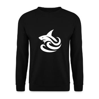 Shark Tattoo Logo Waves Style - Unisex Sweatshirt - black - Front - Alina (178cm) & Michal (187cm)