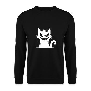 Gemeine hinterlistige Katze mit irrem Blick - Unisex Pullover - Schwarz - Vorne - Alina (178cm) & Michal (187cm)