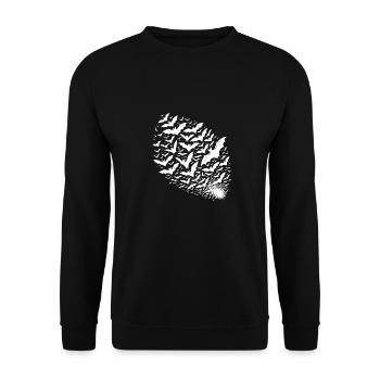 Flying bats as a large swarm - Unisex Sweatshirt - black - Front - Alina (178cm) & Michal (187cm)