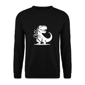 T-Rex avec tasse à café Grim Caffeine Dino - Sweat-shirt Unisexe - noir - Devant - Alina (178cm) & Michal (187cm)