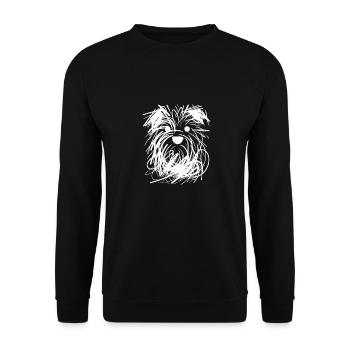 Kreatives Hundeporträt mit chaotischen Linien - Unisex Pullover - Schwarz - Vorne - Alina (178cm) & Michal (187cm)