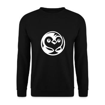 Minimalistische Pinguinzeichnung mit Comic-Charme - Unisex Pullover - Schwarz - Vorne - Alina (178cm) & Michal (187cm)