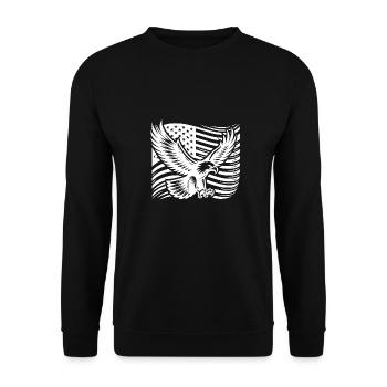 Large powerful eagle in front of the USA flag - Unisex Sweatshirt - black - Front - Alina (178cm) & Michal (187cm)