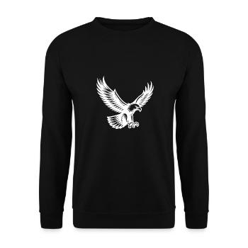 Majestätischer Adler bereit zum Angriff - Unisex Pullover - Schwarz - Vorne - Alina (178cm) & Michal (187cm)