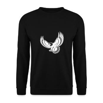 Expressive eagle with spread wings - Unisex Sweatshirt - black - Front - Alina (178cm) & Michal (187cm)