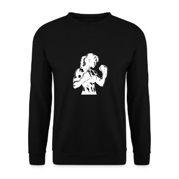 Boxer with gloves in concentrated posture - Unisex Sweatshirt - black - Front - Alina (178cm) & Michal (187cm)