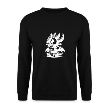 Cute dragon with wings while playing games - Unisex Sweatshirt - black - Front - Alina (178cm) & Michal (187cm)