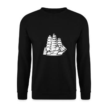 Alte Segelschiffe Flotte Richtung Hafen - Unisex Pullover - Schwarz - Vorne - Alina (178cm) & Michal (187cm)