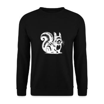 Putziges Kinder Eichhörnchen Tusche Zeichnung - Unisex Pullover - Schwarz - Vorne - Alina (178cm) & Michal (187cm)