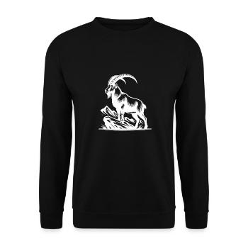 Capricorn with huge horns - Unisex Sweatshirt - black - Front - Alina (178cm) & Michal (187cm)