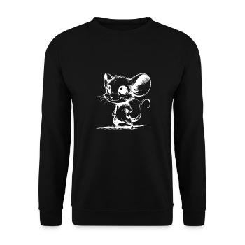 Witzige Baby Kinder Maus Cartoon Style - Unisex Pullover - Schwarz - Vorne - Alina (178cm) & Michal (187cm)
