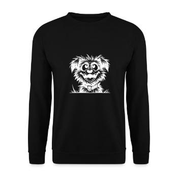 Croquis de chien mignon drôle avec de grands yeux - Sweat-shirt Unisexe - noir - Devant - Alina (178cm) & Michal (187cm)