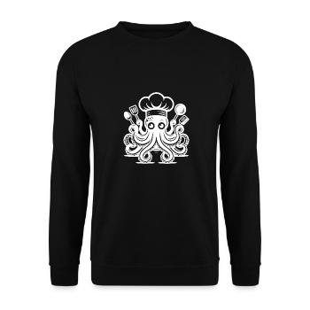 Geheimnisvolles Küchen Kraken mit Kochmütze - Unisex Pullover - Schwarz - Vorne - Alina (178cm) & Michal (187cm)