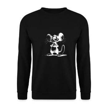 Cute Kids Mouse with Big Eyes and Ears - Unisex Sweatshirt - black - Front - Alina (178cm) & Michal (187cm)
