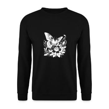 Fleurs sauvages et papillon élégant en harmonie - Sweat-shirt Unisexe - noir - Devant - Alina (178cm) & Michal (187cm)