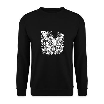 Floral tattoo design with butterfly - Unisex Sweatshirt - black - Front - Alina (178cm) & Michal (187cm)