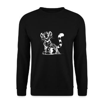 Léopard mignon avec des taches et de grands yeux - Sweat-shirt Unisexe - noir - Devant - Alina (178cm) & Michal (187cm)