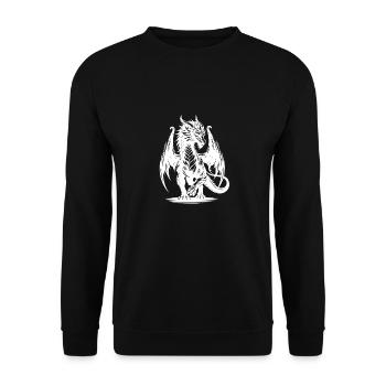 Edler eindrucksvoller Drache mit großen Flügeln - Unisex Pullover - Schwarz - Vorne - Alina (178cm) & Michal (187cm)