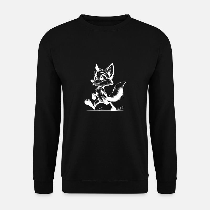 Fuchs Zeichnung Schlitzohr Fuchs - Unisex Pullover - Schwarz