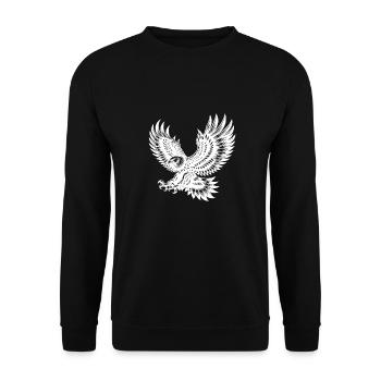 Machtvoller Jagd Adler mit scharfen Krallen - Unisex Pullover - Schwarz - Vorne - Alina (178cm) & Michal (187cm)