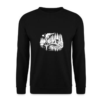 Wald Camping am See Naturerlebnis - Unisex Pullover - Schwarz - Vorne - Alina (178cm) & Michal (187cm)