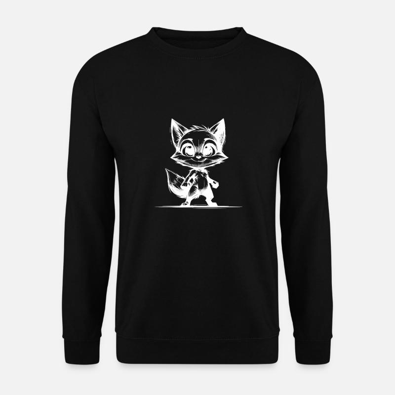 Kinder Fuchs Skizze Bleistift Zeichnung - Unisex Pullover - Schwarz