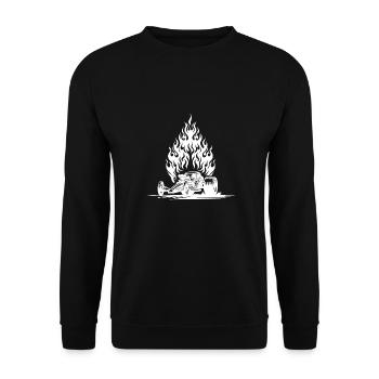 Hot Dragster Car with Flaming Engine - Unisex Sweatshirt - black - Front - Alina (178cm) & Michal (187cm)