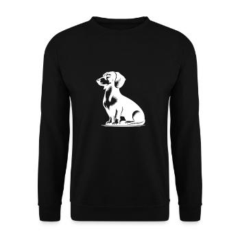 Niedlicher Dackel stilvoller kleiner Jagdhund - Unisex Pullover - Schwarz - Vorne - Alina (178cm) & Michal (187cm)
