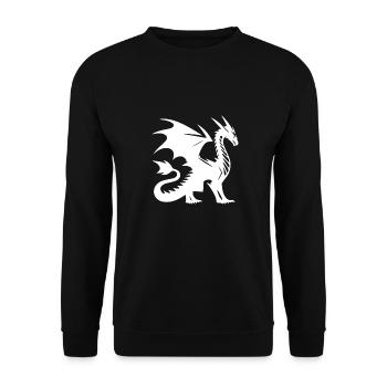 Fantasy Drache mit Flügeln aus dem Mittelalter - Unisex Pullover - Schwarz - Vorne - Alina (178cm) & Michal (187cm)