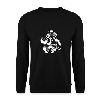 Naughty basketball monkey with ball and cap - Unisex Sweatshirt - black - Front - Alina (178cm) & Michal (187cm)