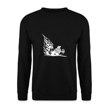 Fast Dragster Car with Flaming Engine - Unisex Sweatshirt - black - Front - Alina (178cm) & Michal (187cm)