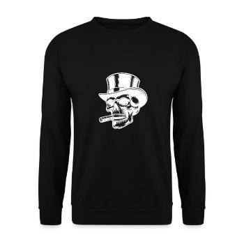 Vintage Skull with Cigar and Top Hat - Unisex Sweatshirt - black - Front - Alina (178cm) & Michal (187cm)
