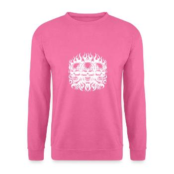 Flammes tatouage trois crânes dans le style tribal - Sweat-shirt Unisexe - rose - Devant