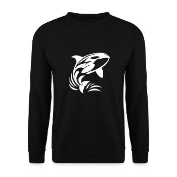 Orca jumping out of the water in tattoo style - Unisex Sweatshirt - black - Front - Alina (178cm) & Michal (187cm)