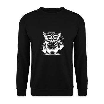 Sleepy Wisdom – Owl Edition with Pillow - Unisex Sweatshirt - black - Front - Alina (178cm) & Michal (187cm)