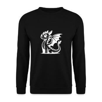 Freundlicher Fantasy Baby Drache mit Charakter - Unisex Pullover - Schwarz - Vorne - Alina (178cm) & Michal (187cm)