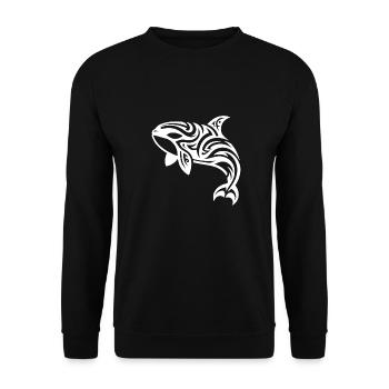 Style de tatouage tribal élégant Orca - Sweat-shirt Unisexe - noir - Devant - Alina (178cm) & Michal (187cm)