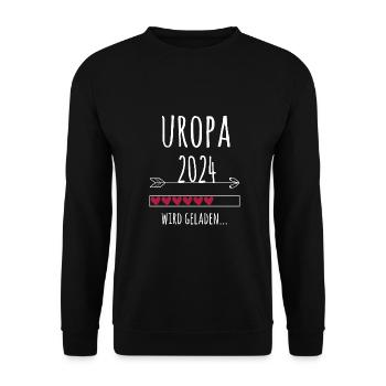 werdender Uropa 2024 Schwangerschaft Opi Geschenk - Unisex Pullover - Schwarz - Vorne - Alina (178cm) & Michal (187cm)