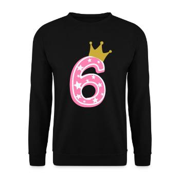 6 Krone 6th birthday 6 years - Unisex Sweatshirt - black - Front - Alina (178cm) & Michal (187cm)