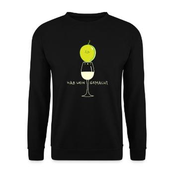 Lustige Weintraube und Weißwein - Unisex Pullover - Schwarz - Vorne - Alina (178cm) & Michal (187cm)