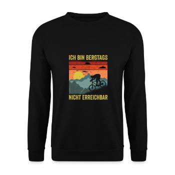 Lustiger Mountainbike Spruch Bergtags nicht - Unisex Pullover - Schwarz - Vorne - Alina (178cm) & Michal (187cm)