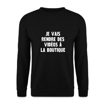 je vais rendre des vidéos à la boutique - Sweat-shirt Unisexe - noir - Devant - Alina (178cm) & Michal (187cm)