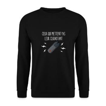 ceux qui mettent pas leur clignotant - Sweat-shirt Unisexe - noir - Devant - Alina (178cm) & Michal (187cm)