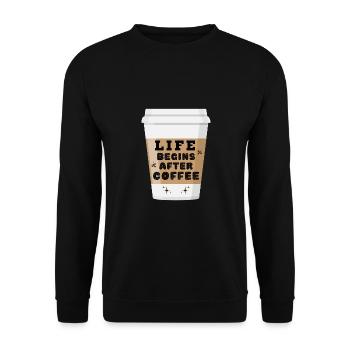Funny Caffeine Lovers Life Begins After Coffee - Unisex Sweatshirt - black - Front - Alina (178cm) & Michal (187cm)