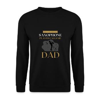 Mein Lieblingssaxophonist nennt mich Papa Vater - Unisex Pullover - Schwarz - Vorne - Alina (178cm) & Michal (187cm)