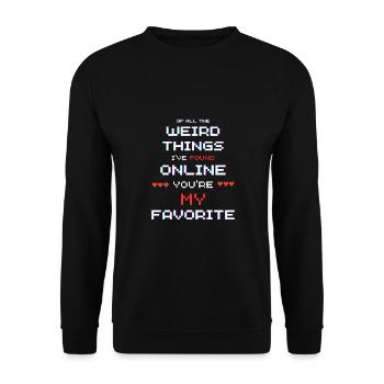 Vêtements de connexion uniques pour les couples en ligne - Sweat-shirt Unisexe - noir - Devant - Alina (178cm) & Michal (187cm)