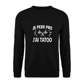 je peux pas j'ai tatoo - Sweat-shirt Unisexe - noir - Devant - Alina (178cm) & Michal (187cm)