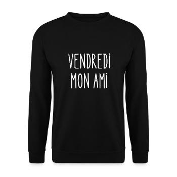 vendredi mon ami - Sweat-shirt Unisexe - noir - Devant - Alina (178cm) & Michal (187cm)
